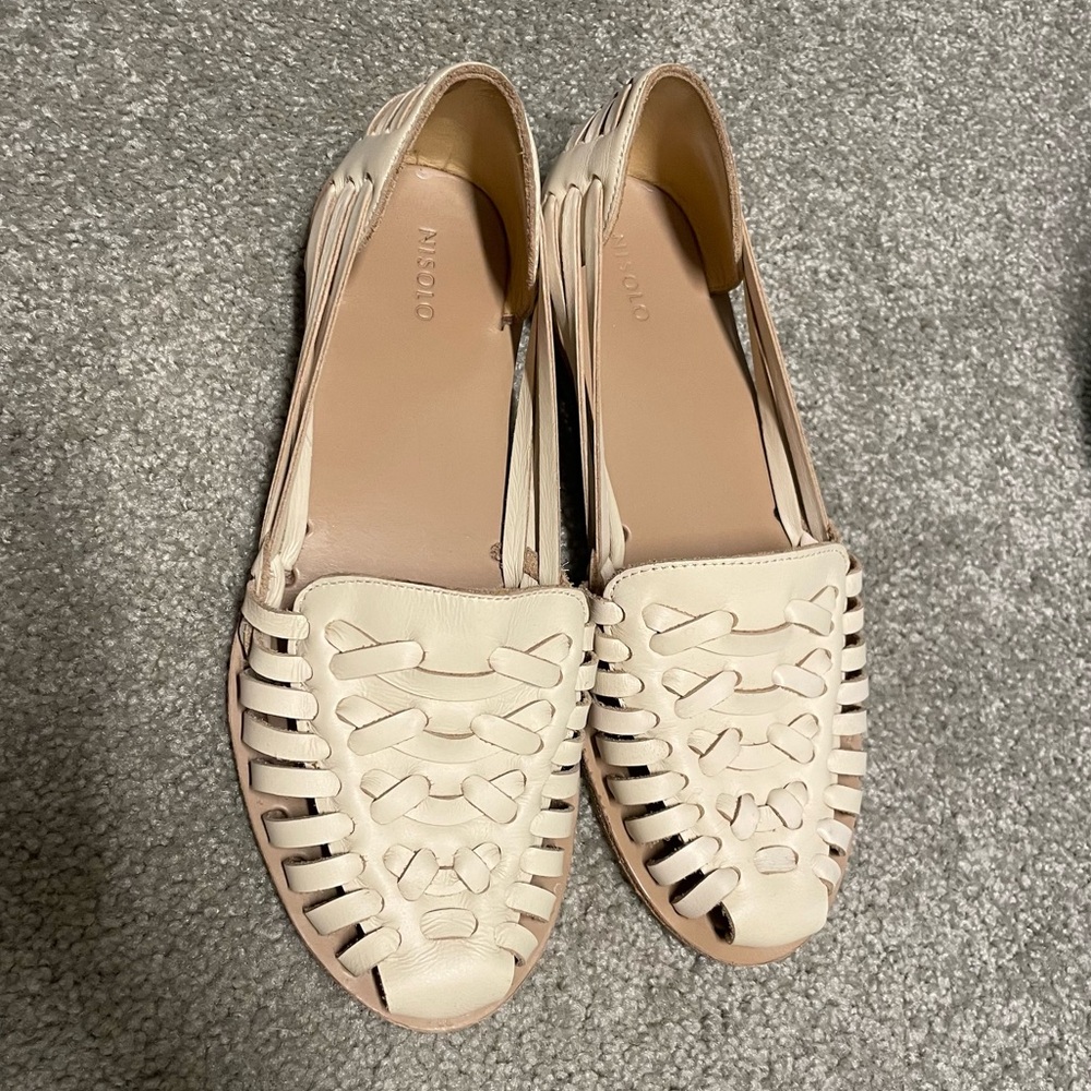 Nisolo Women’s Huarache Leather Bone Sandals Size 8